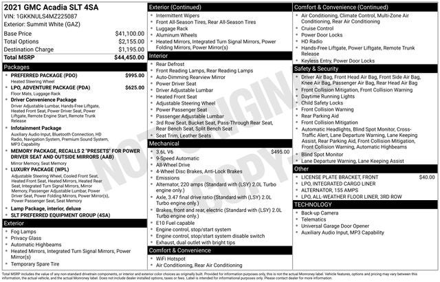 2021 GMC Acadia SLT