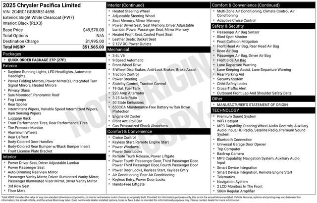2025 Chrysler Pacifica Limited