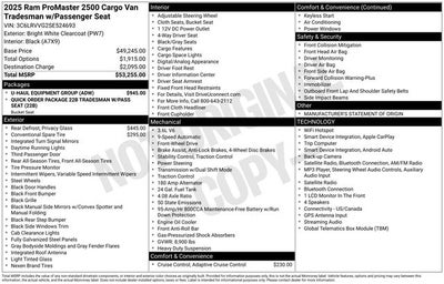 2025 RAM ProMaster 2500 Base 136 WB